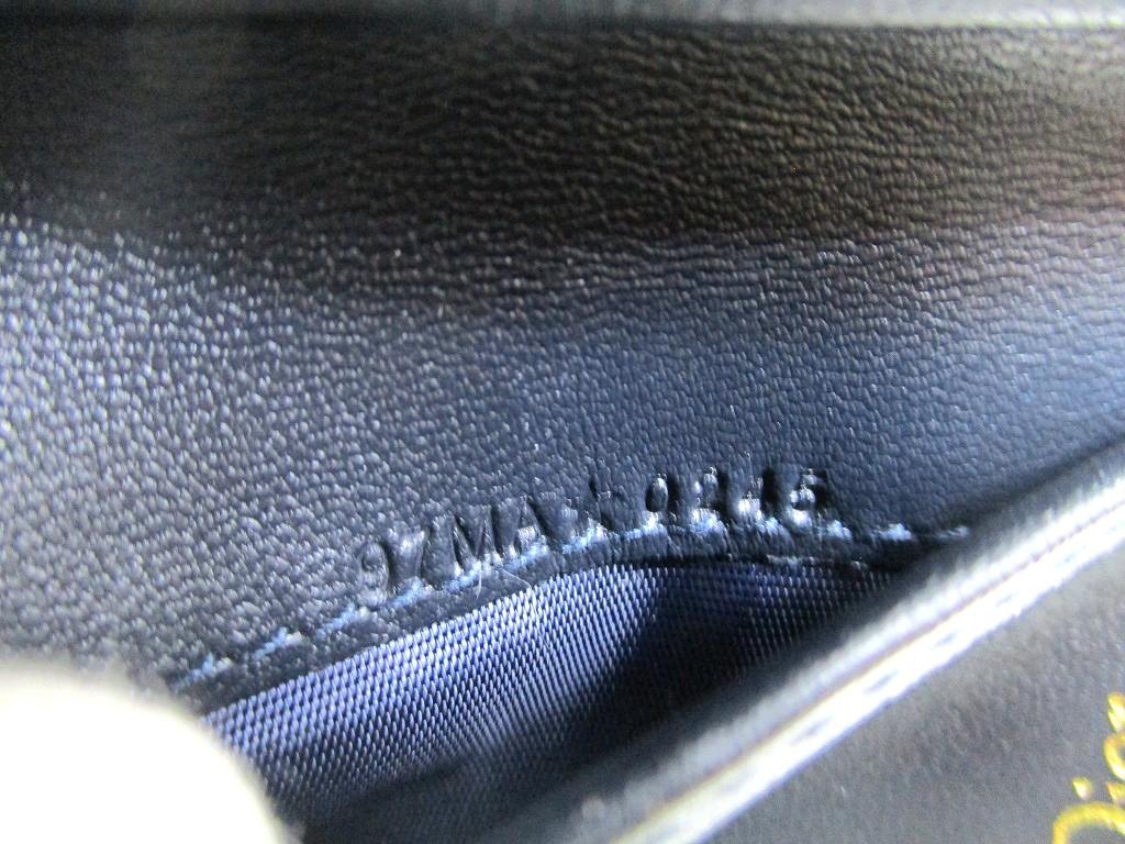 Authentic Christian Dior Navy Blue Canvas Leather Lady Dior Trifold Wallet #a977  Pre-owned