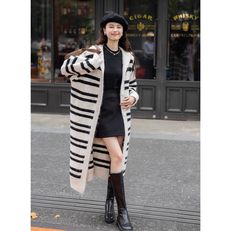 

Mokana Women s Loose Fit Striped Knit Sweater One Size