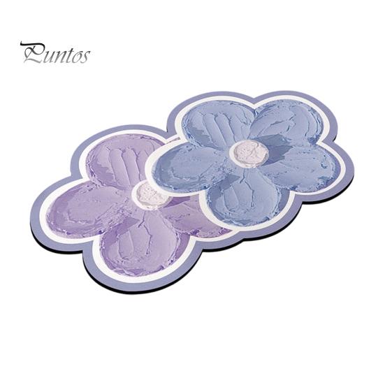 Quick Dry Shower Mat Double Flower Bath Mat, Super Absorbent Diatomaceous Earth Rug, Non-Slip Floral Washable Drying for Bathroom Floor Home Entrance
