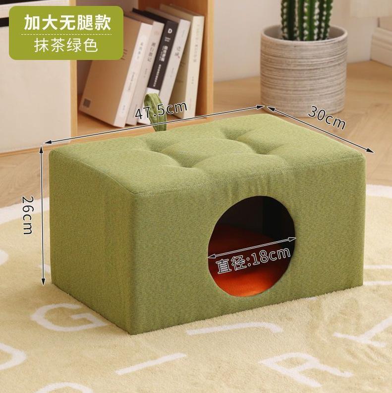 Solid Wood Cat Nest Stool Four Seasons Universal Cat House Kitten Semi-closed Pet Bed Warmth