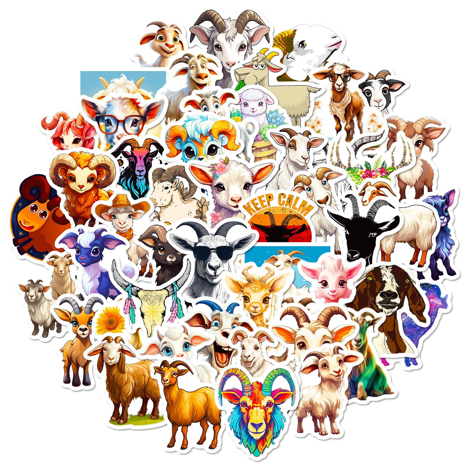 

50 Stickers Goat Animal Stickers New Product Personalized DIY Water Cup Decoration Stickers Repeatedly Stickers Waterproof