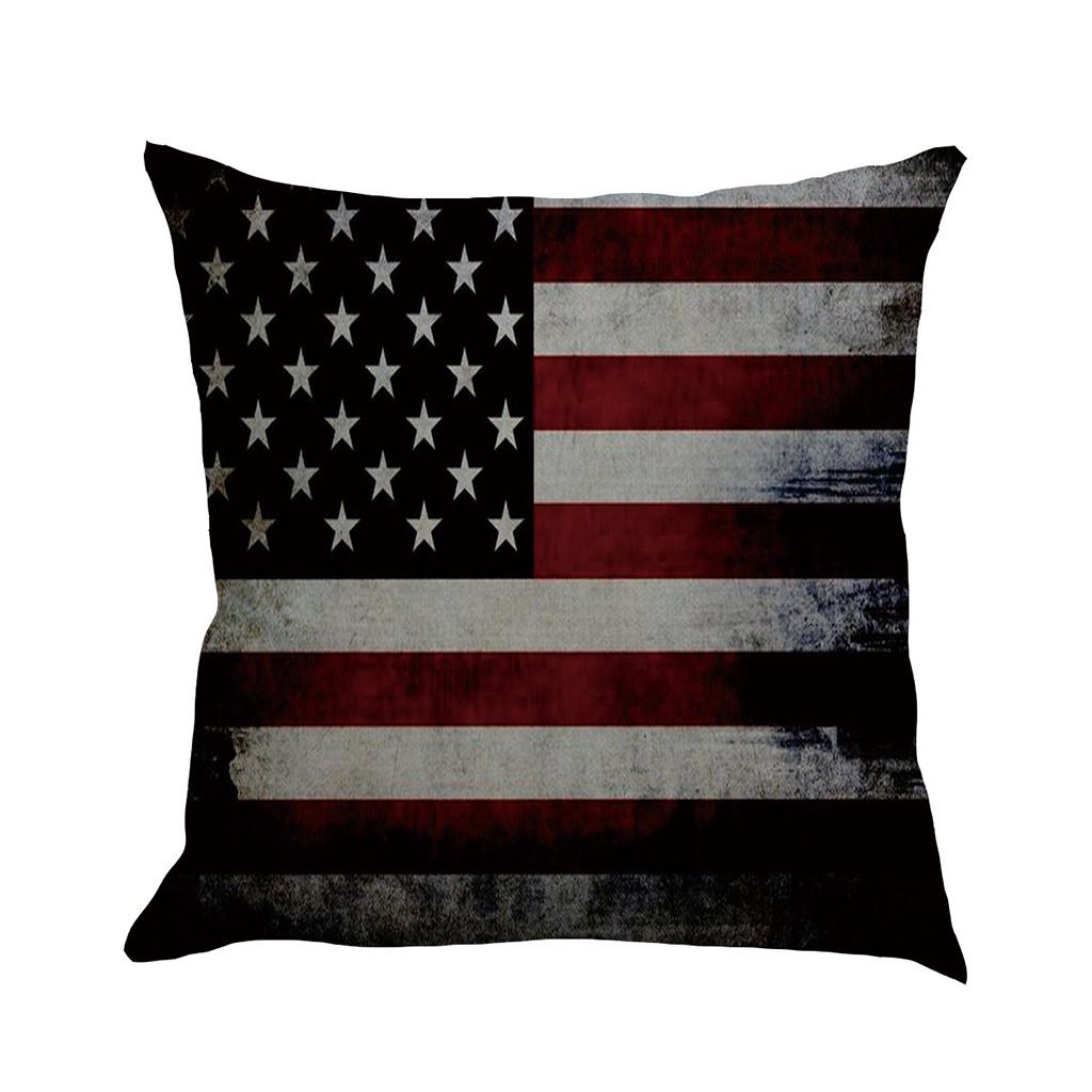 Super Soft Independence Day Linen Pillowcase Sofa Pad Set Home Decoration
