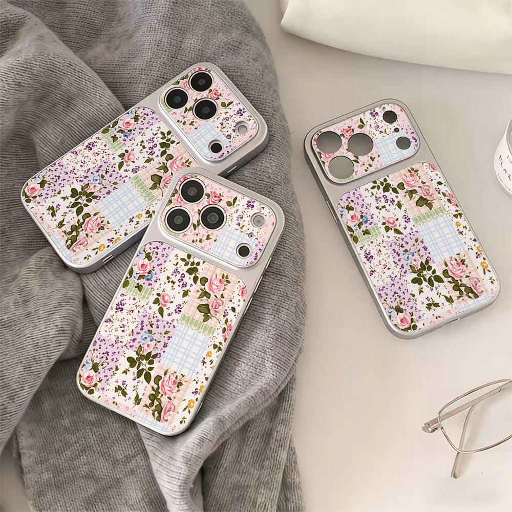 A variety of small flowers are suitable for Apple 17 mobile phone case iPhone15promax all-inclusive 16Pro leather pattern 14 simple