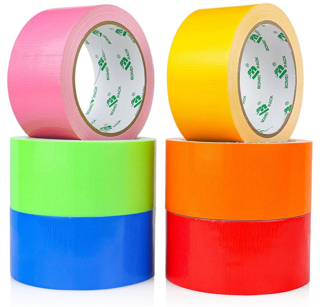 BOMEI PACK Rainbow Color Duct Tape Heavy No Hand Tear Ideal for Arts Color and DIY Projects 6-Pack 50mm15m Duty, Residue, & Waterproof, Packaging, &