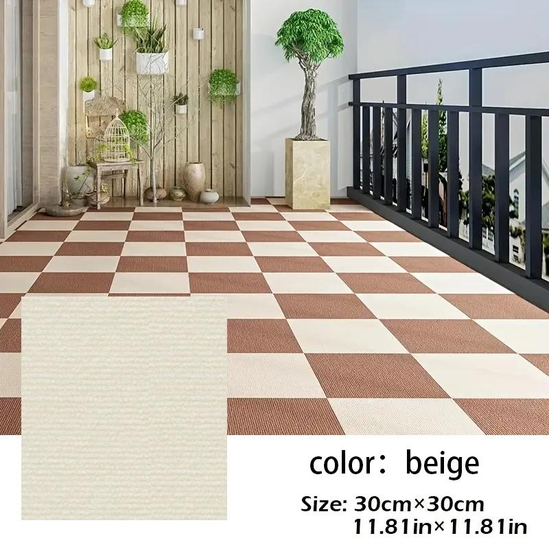 10pcs /set 11.81 inch DIY self-adhesive tile carpet, PVC backing anti slip floor mat, suitable for living room,home decoration