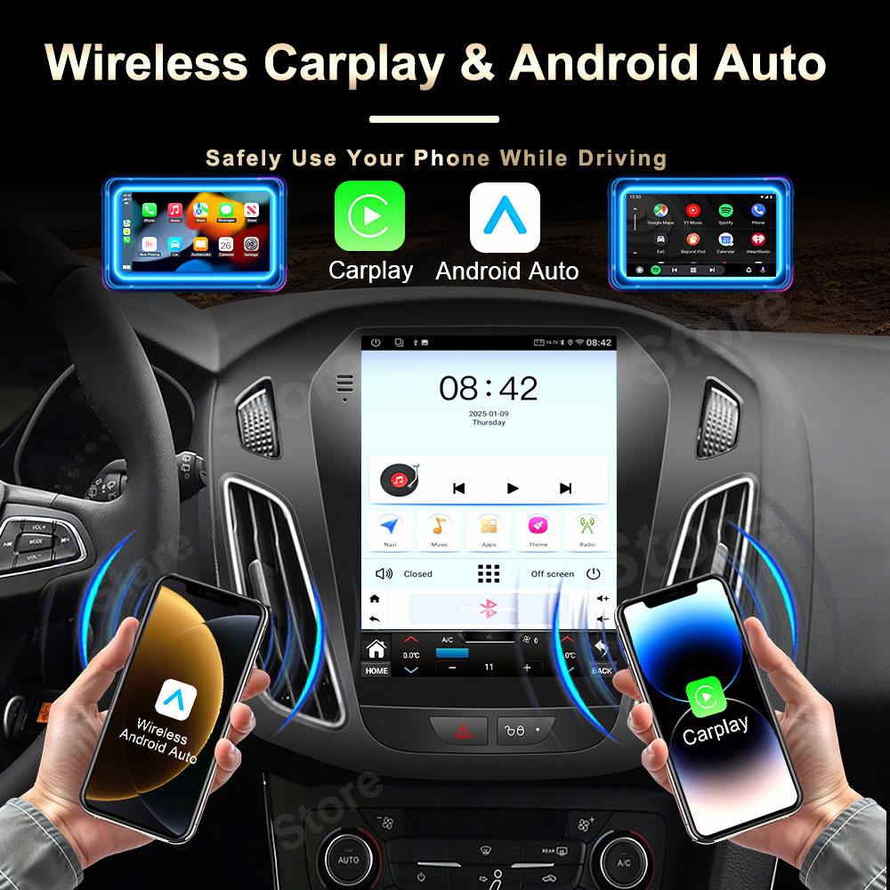 Android 16 Car Radio For Ford Focus 3 Mk 3 2011 2012 2013 2014- 2019 For Tesla Style Carplay Stereo Head Unit GPS 4G Wifi DSP BT