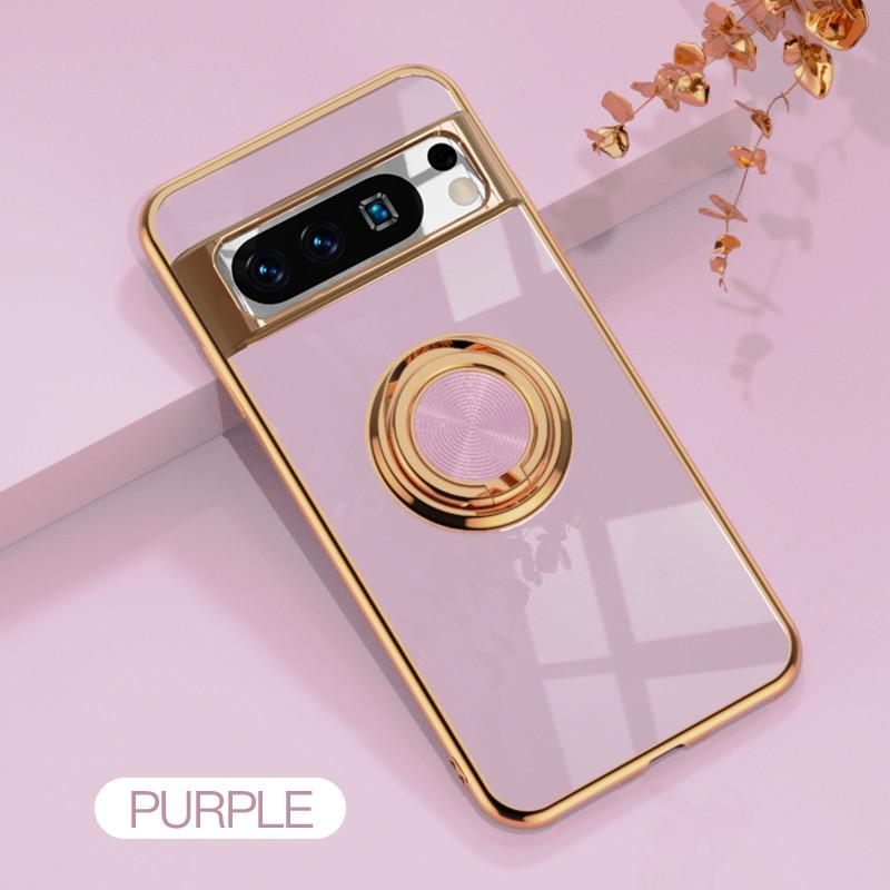 

Soft Shockproof Plating Ring Holder Phone Case For Google Pixel 10 9 Pro XL 9A 8A 8 Pro 7 7A Cover Stand Shell Capa Funda Coque For Pixel 7