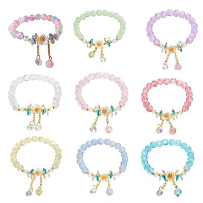Newly Designed Sweet Retro Bead Bracelet for Women Korean Cute Pendant Daisy Bracelet Aesthetic Jewelry