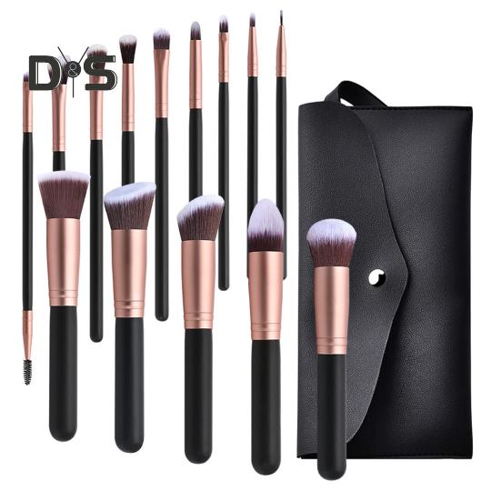 

14 шт./набір Пензлик для макіяжу для початківців Пензель для пудри з м’якою щетиною Пензель для рум’ян Пензель для тіней Повні інструменти краси для жінок та дівчат D