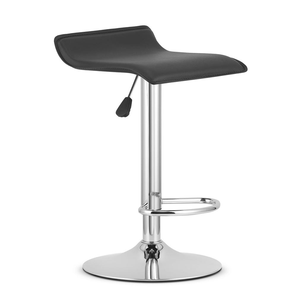 FORT Stool - Black Eco-leather / Chrome Base