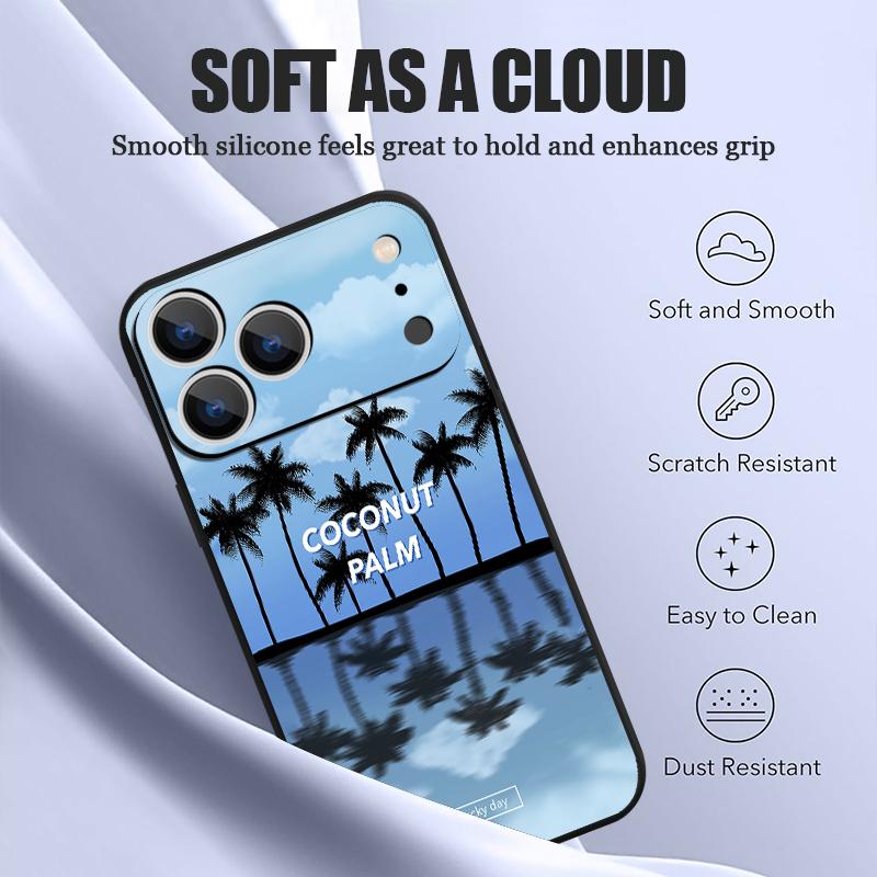 Magnetic For Magsafe Case For iPhone 17 Pro Max Ink Coconut Print Soft Silicone Phone Back Cover For iPhone 16 15 14 13 Pro Max 16e 17e