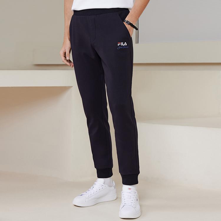 FILA Embroidered Logo Knit Jogger Pants Men Bottoms Legendary-Blue F11M118611FNV