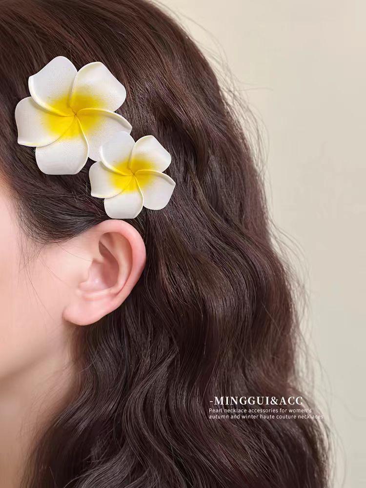 Plumeria Flower Clip Set: Large & Small Hair Accessories for Travel