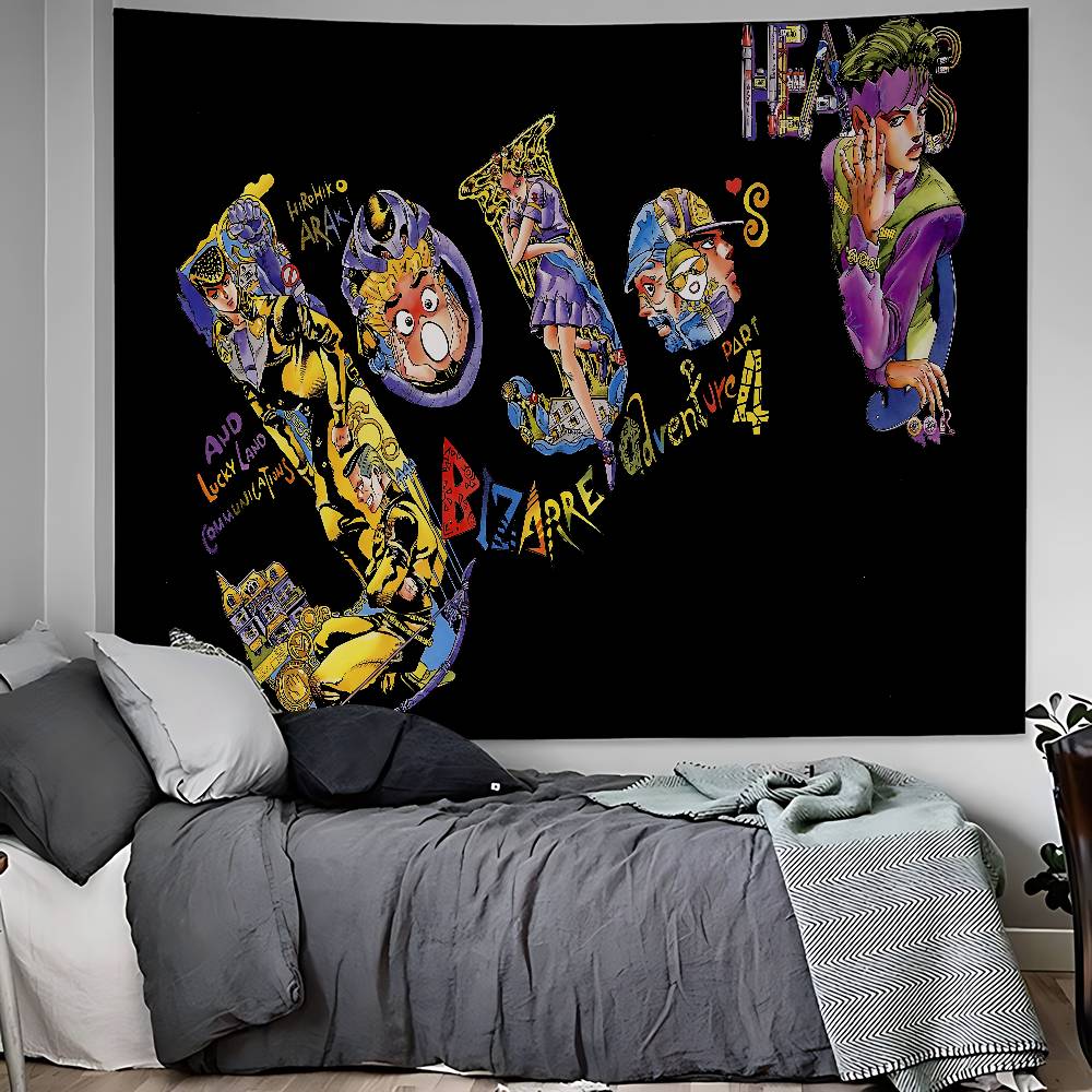 Anime JoJos Bizarre Adventure Tapiz de Pared Grande Impreso Decoración de Pared de Buda Indio Brujería Bohemia Hippie Arte de Pared