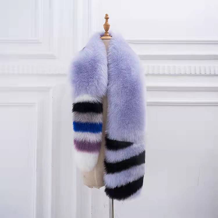 Women s Winter Thick Warm Big Velvet Shawl Striped Faux Rabbit Fur Scarf Pelt Type Garment Accessory
