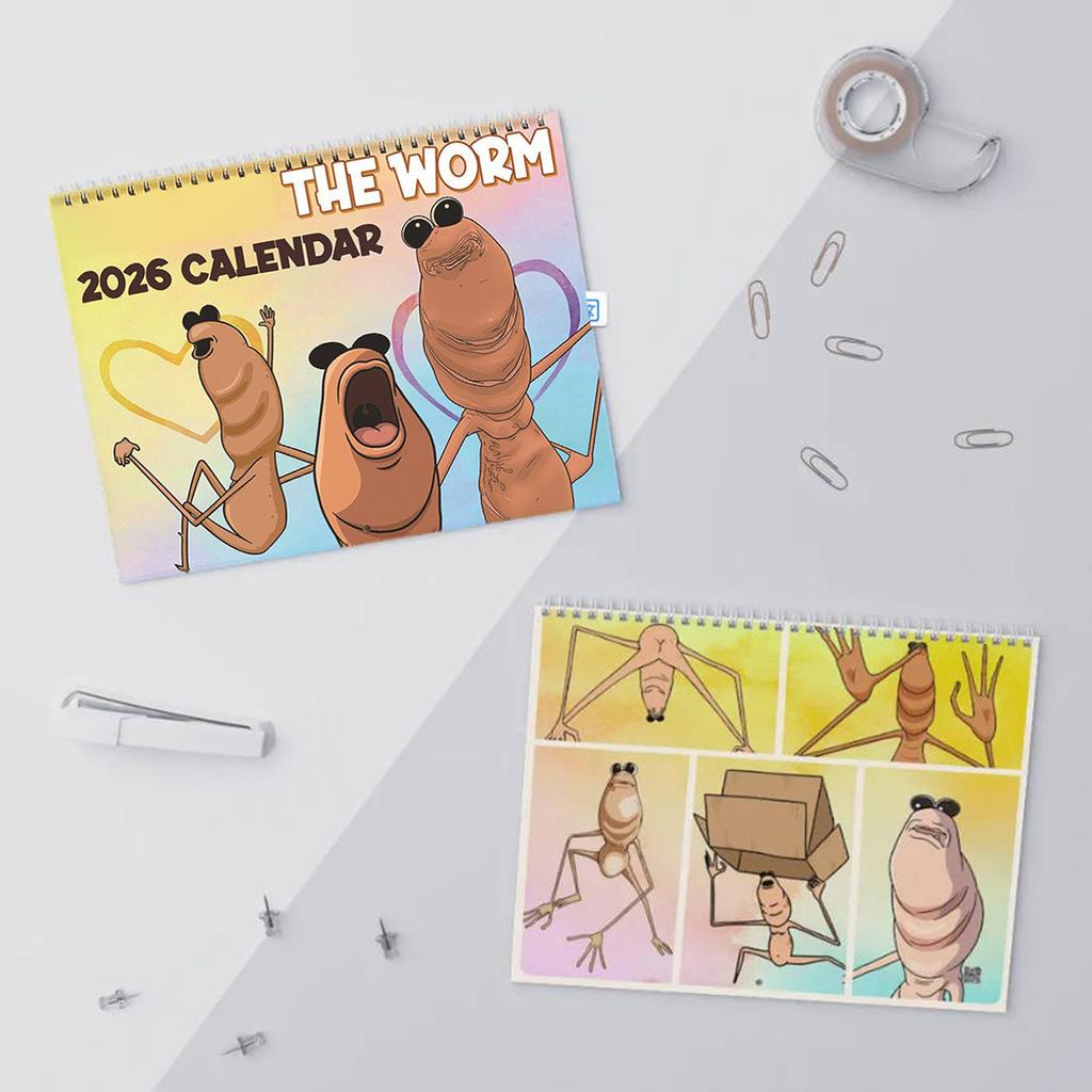 Kalendarz Robak 2026, Ciekawy Kalendarz, Prezent na Szczęśliwego Nowego Roku, Świąt Bożego Narodzenia, Ozdoba Kalendarza Biurkowego