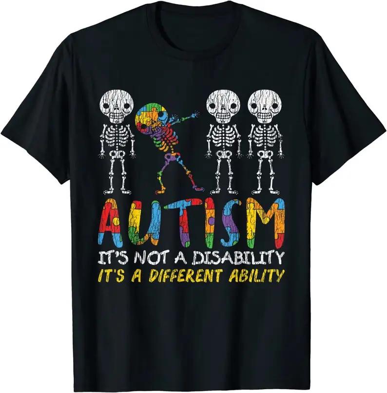 Autism Awerness  Skeleton Dabbing Autistic Kids Awareness TShirt S