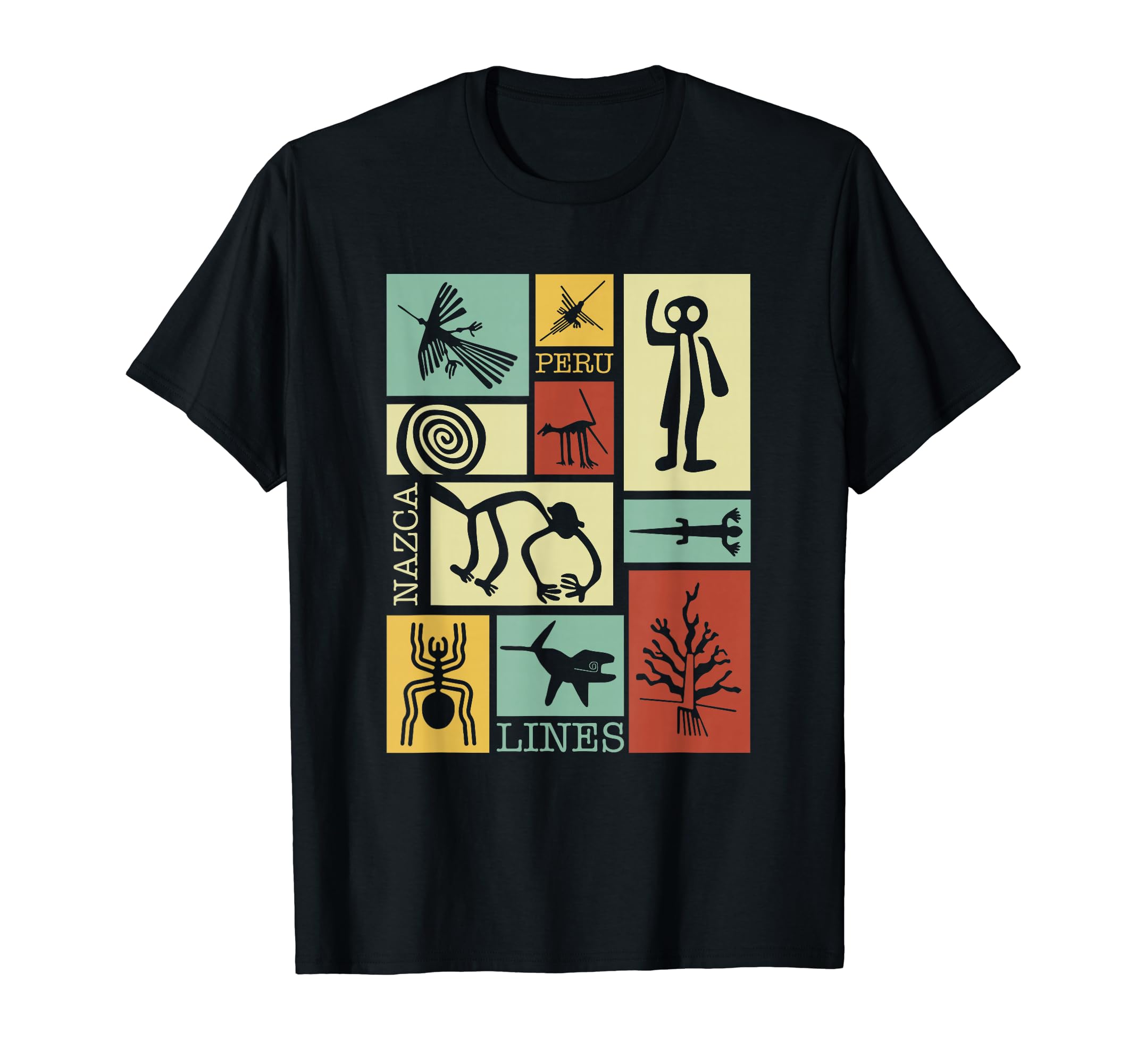 

Линии Наска - Перуанский глиф Обезьяна Астронавт Паук Ретро Футболка