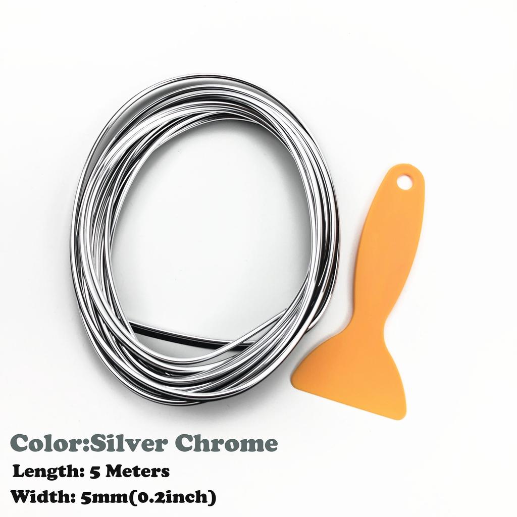 UNIVERSAL 5M CAR DIY Moulding Trim Interior Exterior Dashboard Edge Protection Decoration Strip Line Chrome Styling Accessories