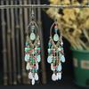 Bohemian Crystal Tassel Earrings - Ethnic Style, Slim Face, Exaggerated Design for Travel