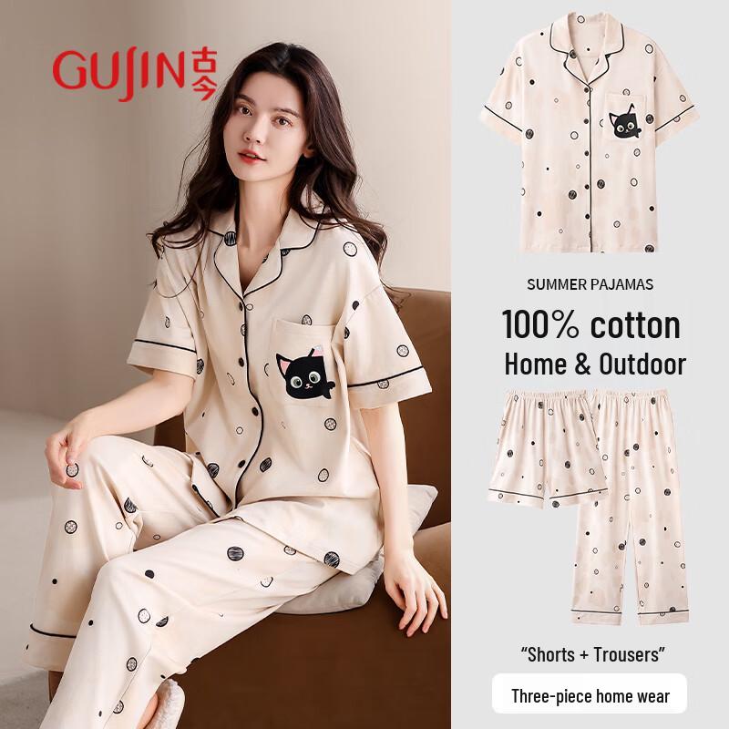 GUJIN Women s 100% Cotton 3-Piece Pajama Set 2XL