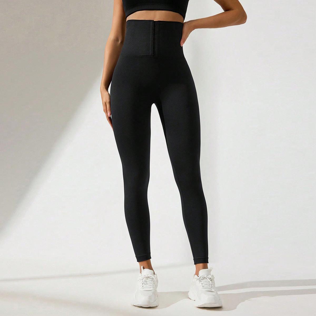 

Леггинсы для йоги с высокой талией и контролем живота - Подтягивающие бедра, Слимминг, Высокоэластичные фитнес-брюки для занятий спортом на открытом воздухе Large чёрный