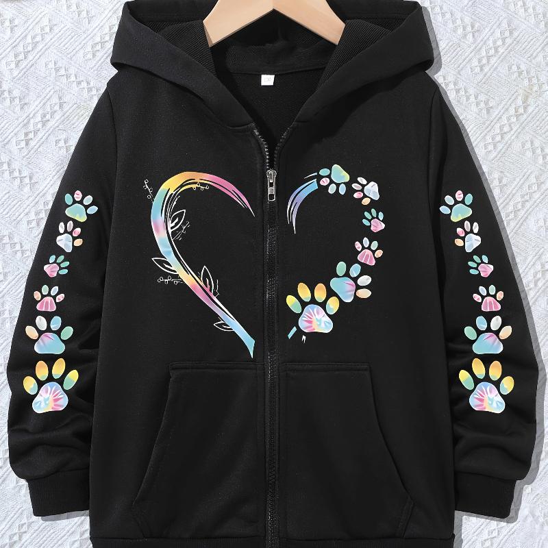 Cat Paw Print Heart-shaped Fashionable Casual Jacket Sports Jacket, Smooth and Comfortable Skin Friendly Spring and Autumn Style