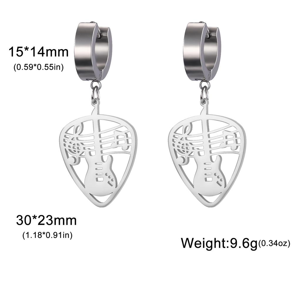 Teamer Vintage Musical Instrument Guitar Note Hoop Earrings Stainless Steel Music Party Rock Punk Pendant Jewelry for Women Girl