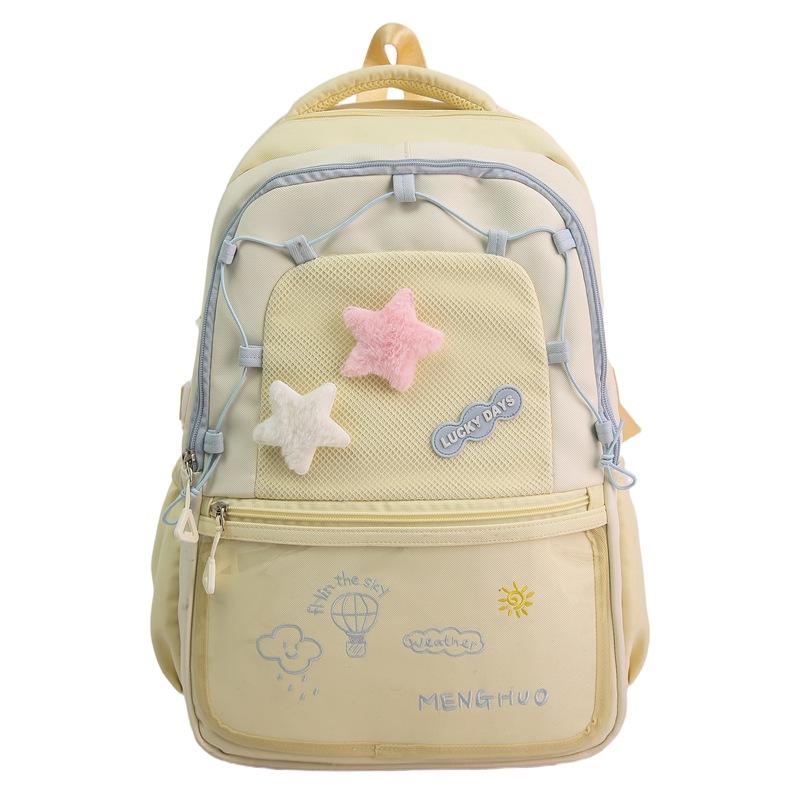 Schoolbag Japanese Ins College Wind Contrast Color Large Capacity Fresh Girl Backpack Lightweight Versatile Junior High School Backpack