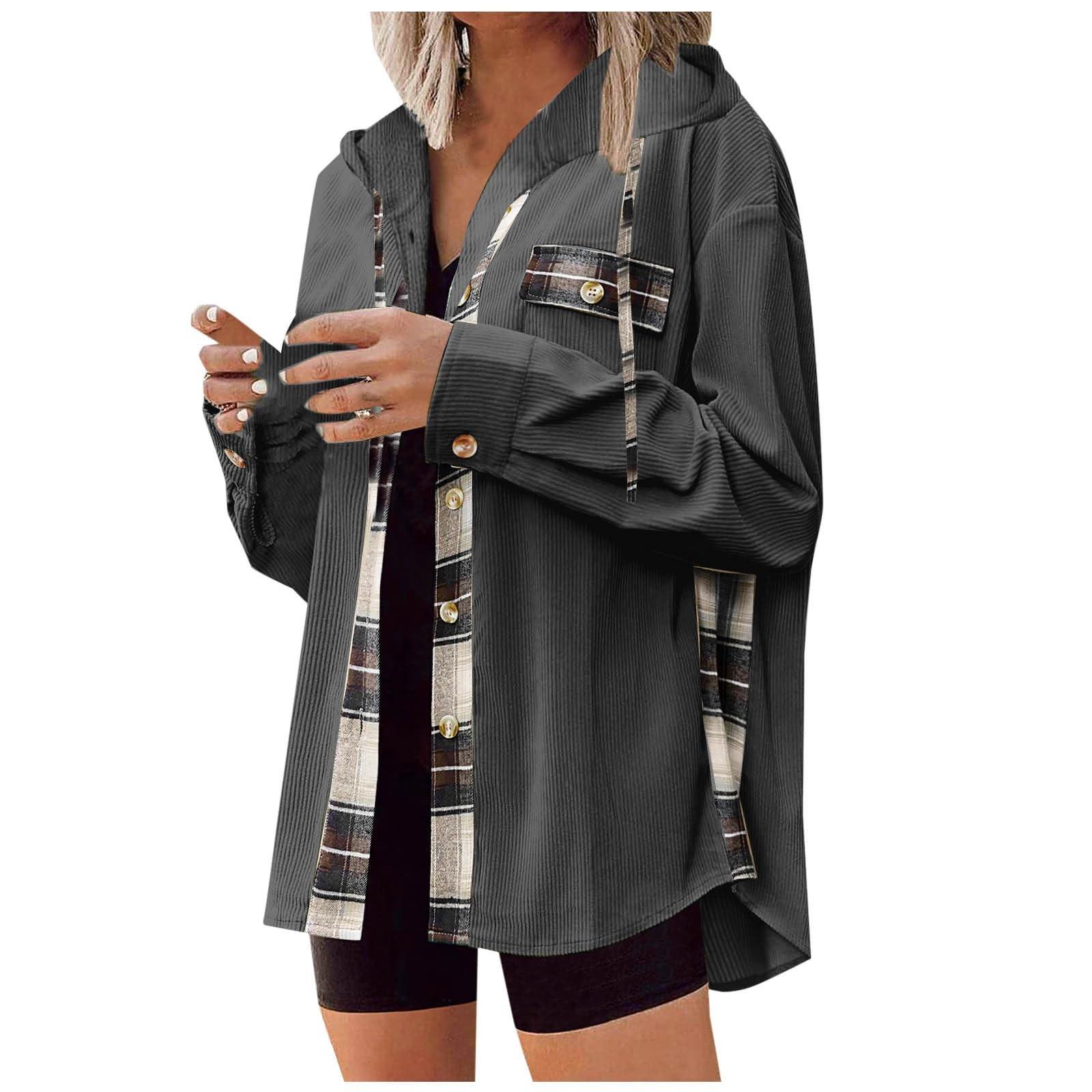 

Женская вельветовая куртка, повседневная, пэчворк, с длинным рукавом, на пуговицах, клетчатая рубашка с карманами, верхняя одежда M