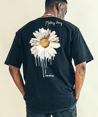 BEOM Melting Daisy Double-Sided Oversized T-Shirt Black