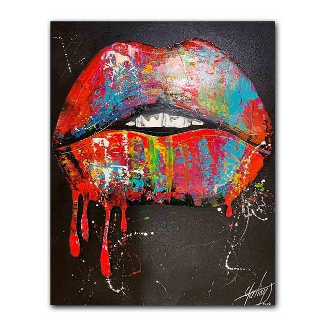 Nordic Graffiti Art Fashion Canvas Painting Sexy Lips Poster Office Wall Painting Living Room Bedroom Home Decoration Mural No Frame