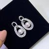 Zhuji Yuhe Freshwater Pearl Earrings, Romantic and Elegant, Featuring a Sugar Cube and Teardrop Design, Fully Encrusted with Sparkling Cubic