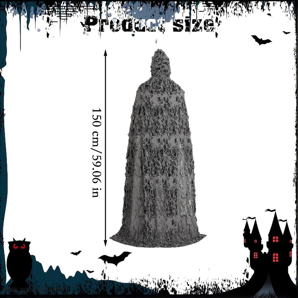 Halloween Cloak with Hood Carnival Costume Hooded Robe for Fancy Dress Role Play