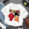Dragon Ball Goku T-shirt for Children Birthday Figure Tee Top White Clothing Fashion Base Round Neck Cartoon Clothes Kids Gift