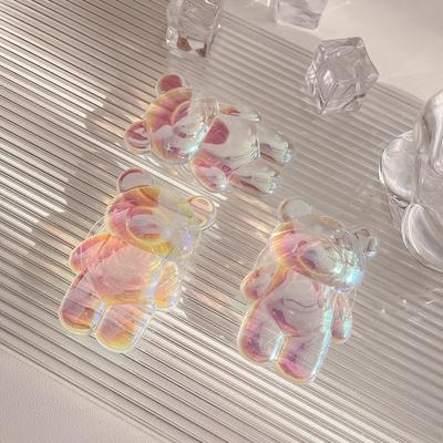 Korean 3D Laser Bear Transparent Phone Holder Grip Tok Bracket For IPhone Samsung Grip Tok Folding Finger Stand Socket Holder