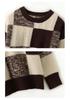 Wool Plaid Crew Neck Knitwear: 2025 Autumn/Winter Loose Pullover - Warm & Slimming Sweater