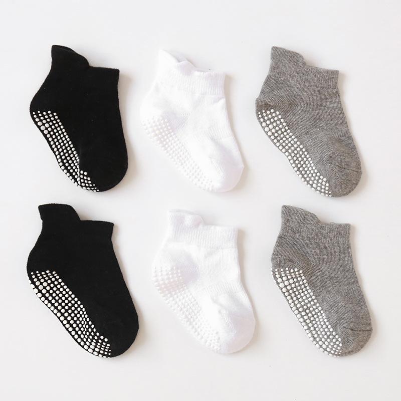 6 Pairs/lot 0 To 5 Years Anti-slip Non Skid Ankle Socks With Grips For Baby Toddler Kids Boys Girls All Seasons Cotton Socks