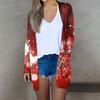 Women's Fashion Casual Christmas Printed Mid-Length Cardigan Long Sleeve Jacket