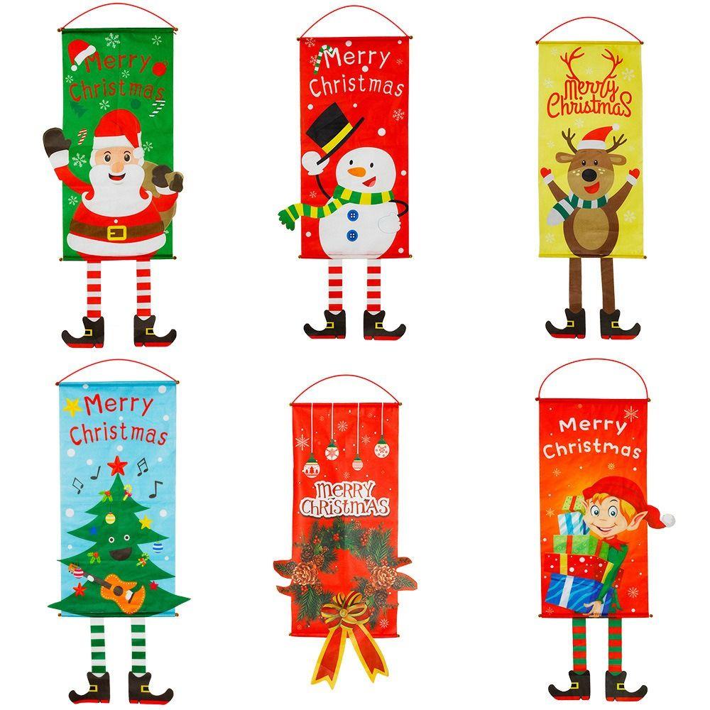 Santa Claus Xmas Door Banner Snowman Decoration Hanging Cloth Creative Christmas Hanging Flag  Door
