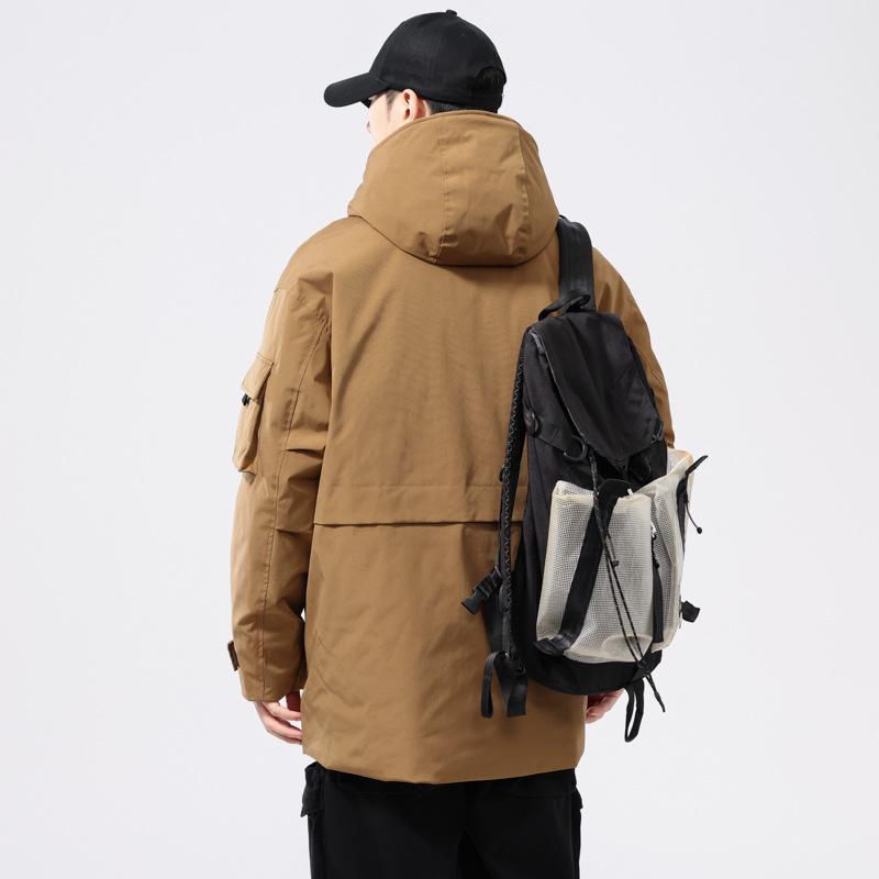 Men's Retro Mid-length Down Parka with Pockets - Trendy, Loose Fit, Plus Size