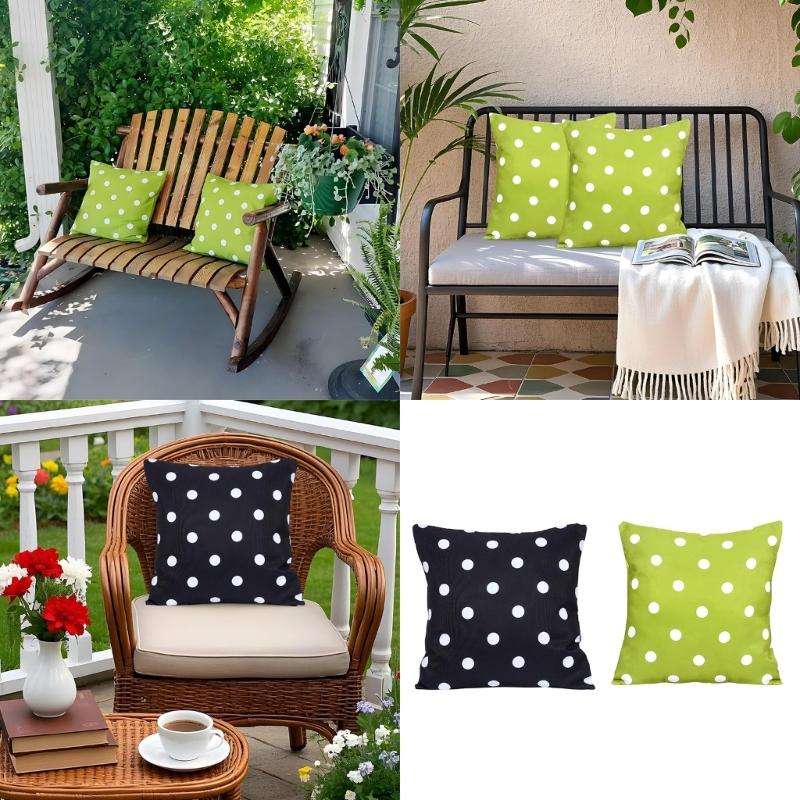 Durable Polyester Pillow Case Decorative Cushions Case Polkas Dot Pattern Pillow Cover for Outdoor and Indoor Use
