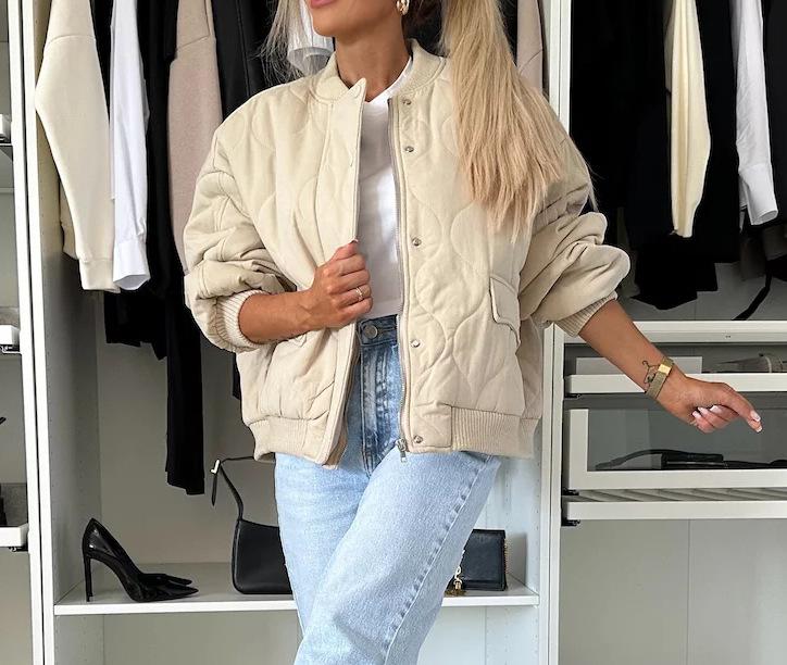 Dames Oversized Baseballjack met Zilveren Knopen, Casual Varsity Stijl Bovenkleding