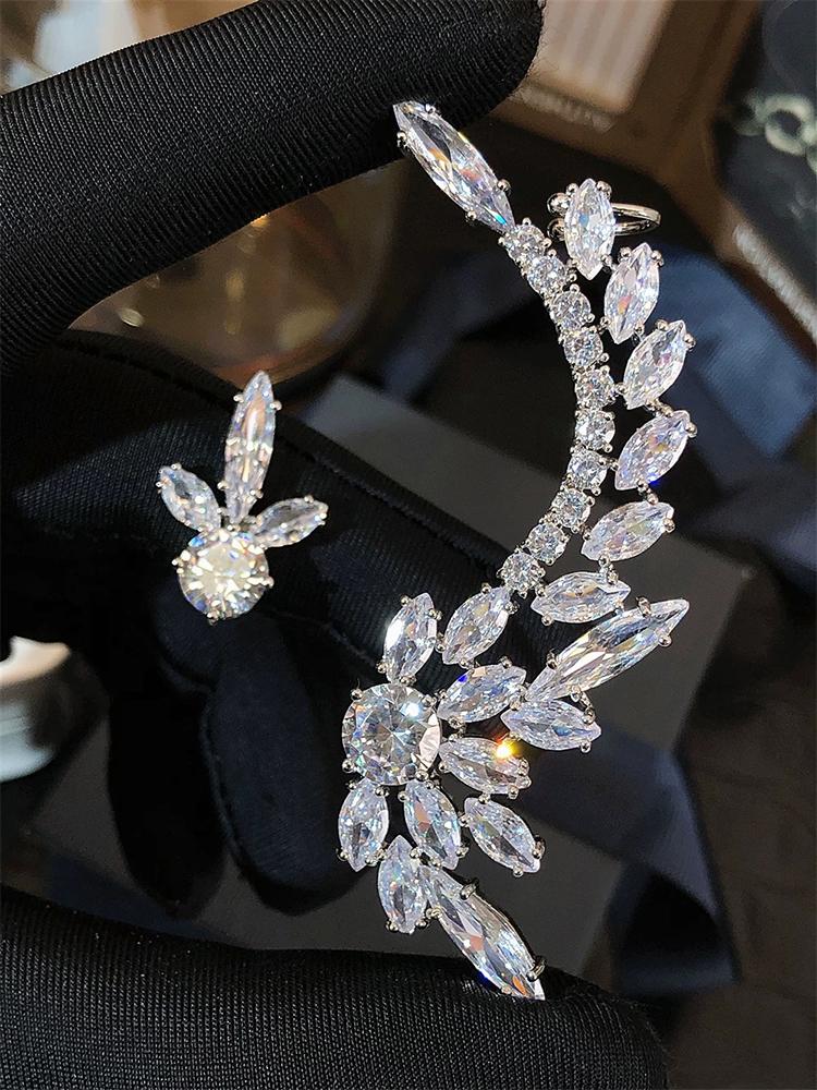 ZAKOL Shiny AAA Marquise Zircon Asymmetrical Earrings for Women Luxury Clear Crystal CZ Bridal Wedding Party Zircon