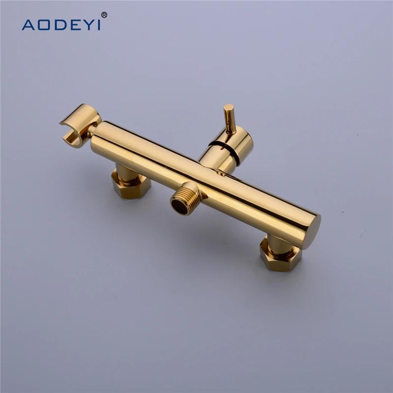 Solid Brass Toilet Handheld Bidet Spray Shower Sprayer Set With Hot and Cold Mixer Valve Chrome & Gold