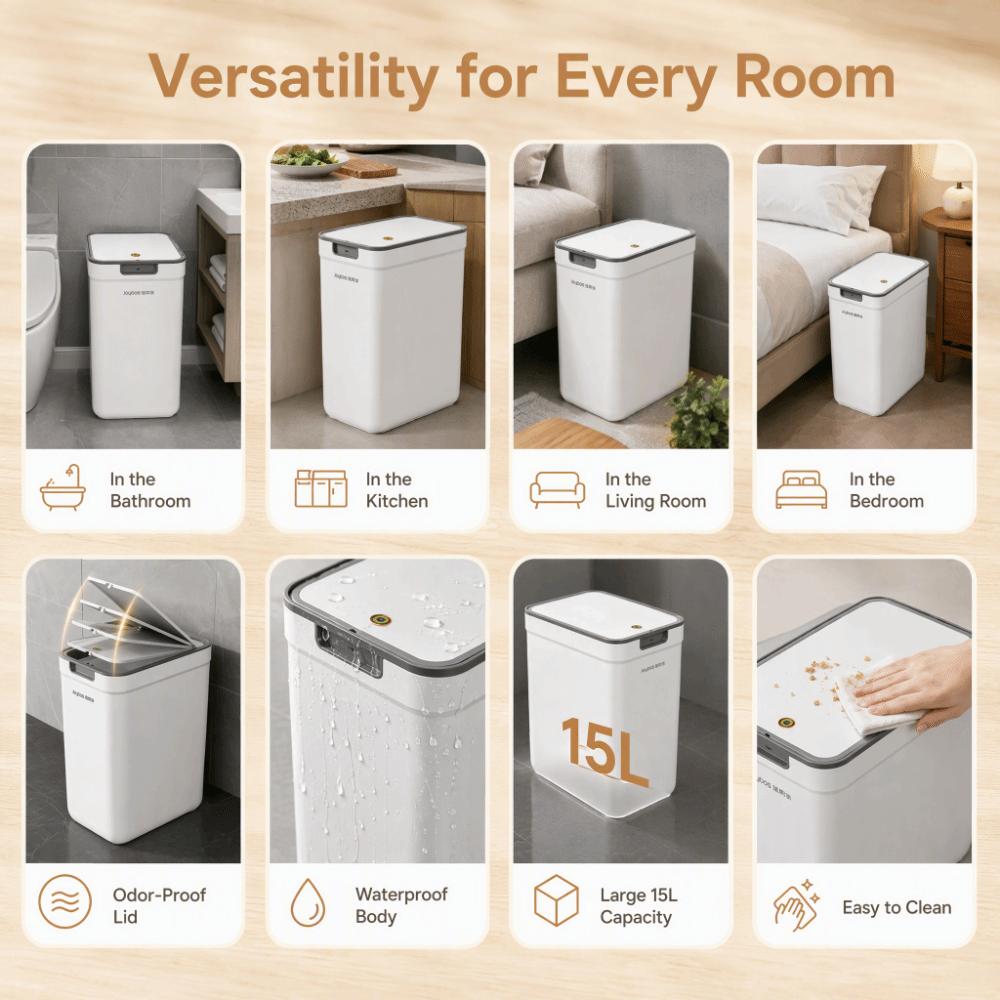 Odor-Sealing Waterproof Garbage Bin with Lid Living Room Dustbin Bathroom Trash Can  Home Use