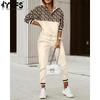 Women's Fashion Casual Spring Autumn Long Sleeve V-Neck Trousers Pants Suits