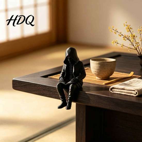 Dark Academia Wohnkultur 3D-gedruckte Kapuzen-Skelett-Lesefigur Gothic Bücherregal-Rand-Sitzer Statue Raumzubehör Halloween-Dekoration