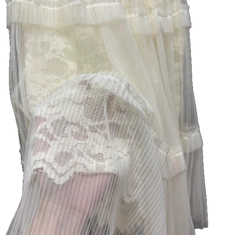 Women's Fairy Embroidered Mesh Midi Skirt - High Waist, Slimming, Fluffy Cake Design for Autumn/Winter