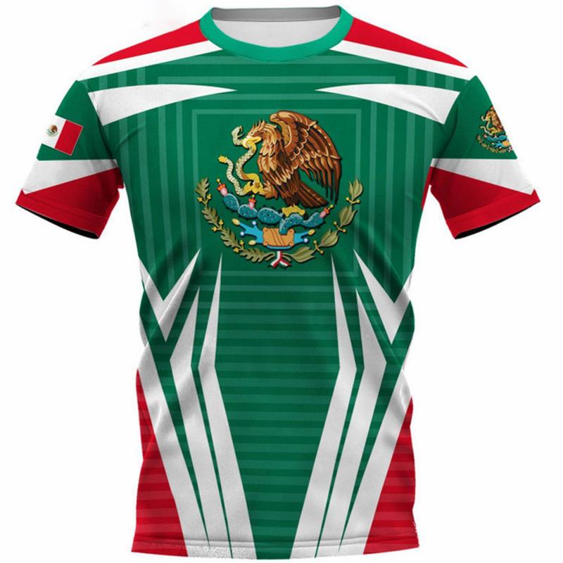 Fashion Mexico National Flag Print T Shirt For Men Funny 3D Eagle Pattern Short Sleeve Summer Casual O-neck Loose Top Men's Tees
